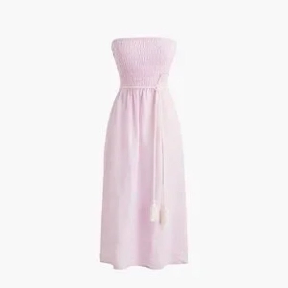 J. Crew Linen Smocked Strapless Dress